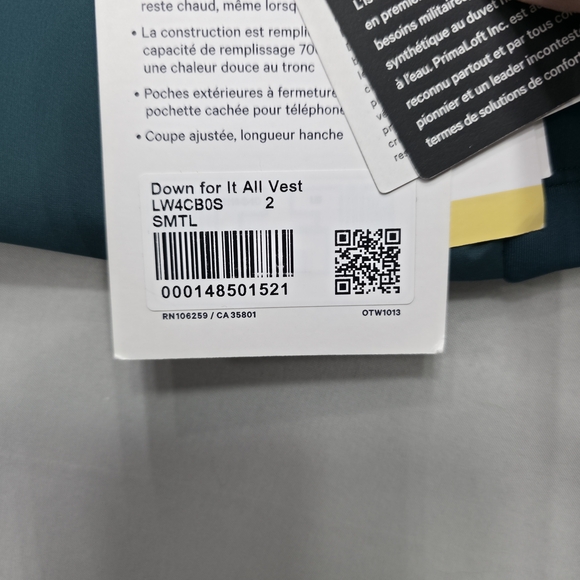 Lululemon Womens 2 Down For It All Vest Teal Insulated Running Layer Outdoors - Picture 9 of 14